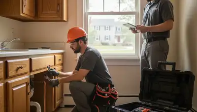 Emergency plumber repairing a leak in Albany, NY for fast plumbing repair service