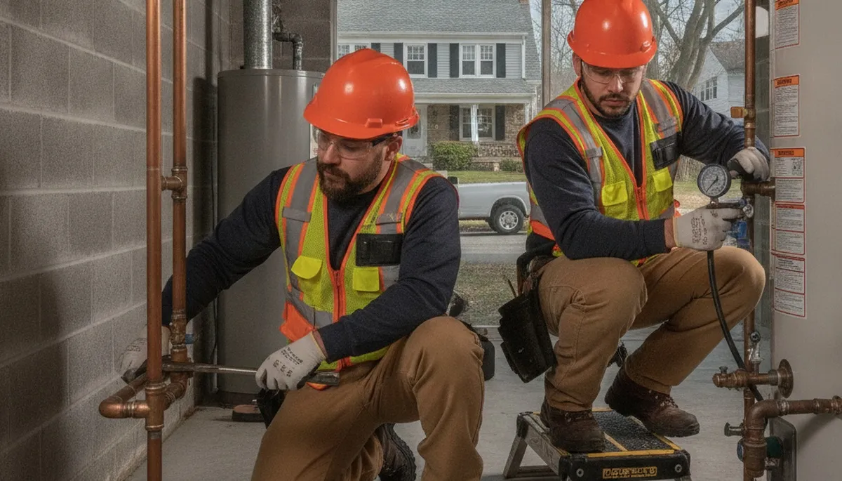 Albany, NY emergency plumber repairing a residential leak for fast plumbing service