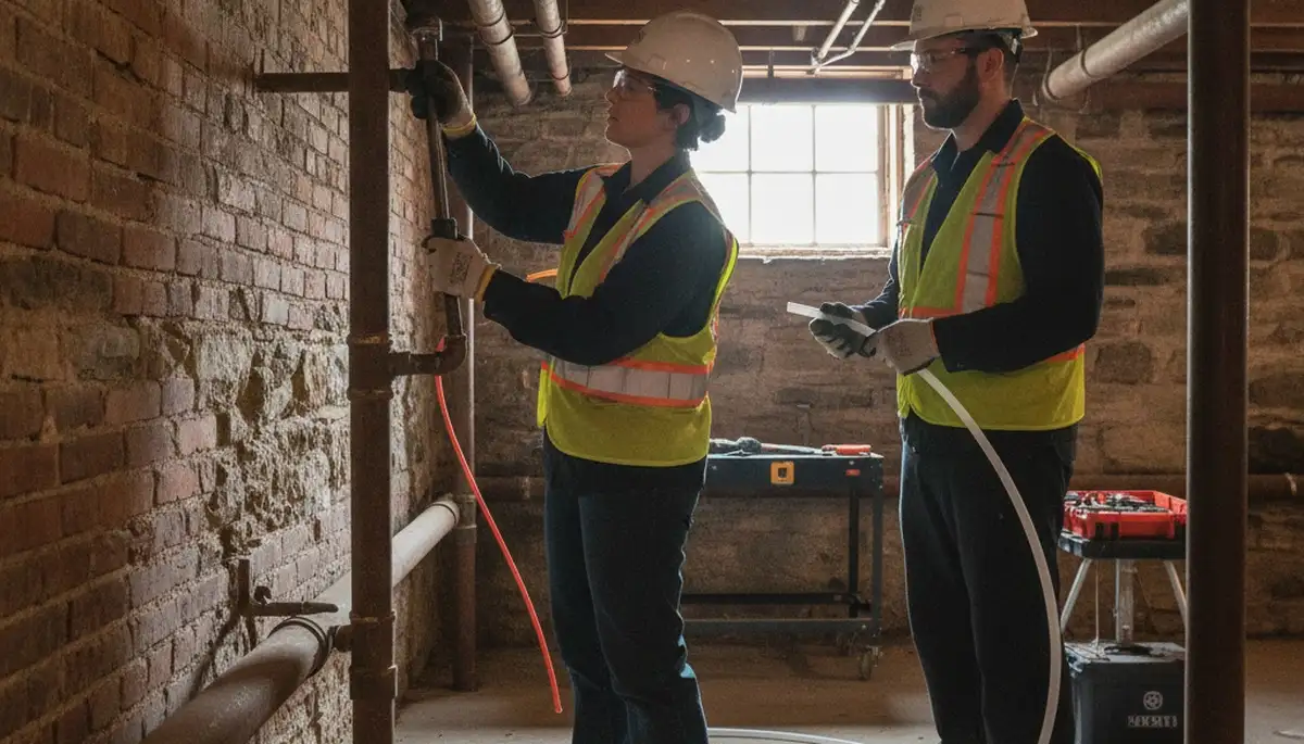 Professional plumber repairing emergency pipe leak in Albany, NY home