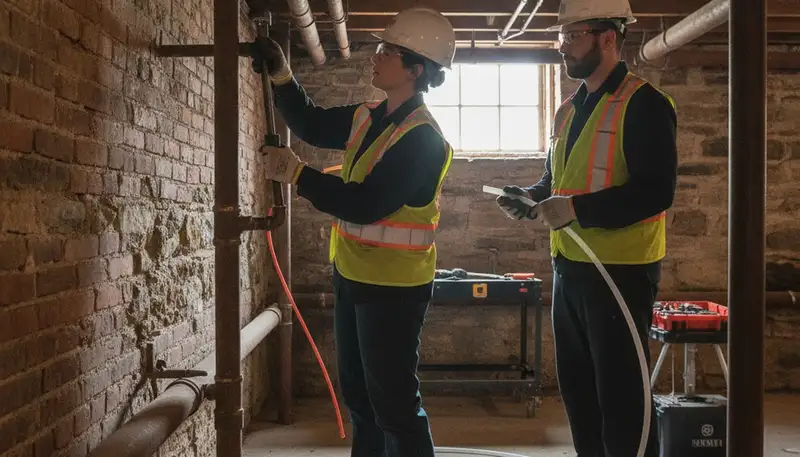 Professional plumber repairing emergency pipe leak in Albany, NY home