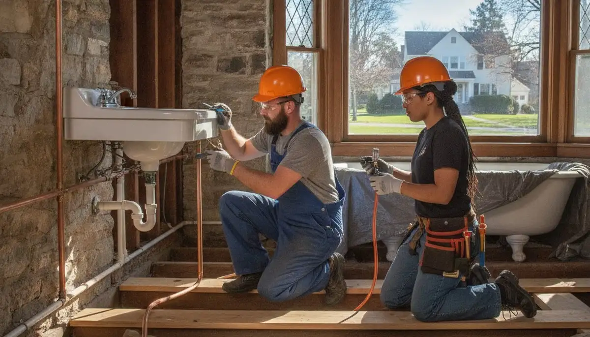 Albany, NY emergency plumber repairing a residential pipe leak for plumbing service