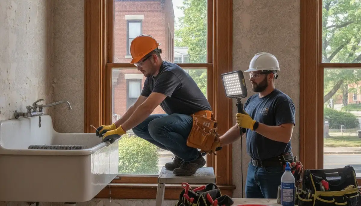 Emergency plumber repairing a leak in Albany, NY for fast residential plumbing service