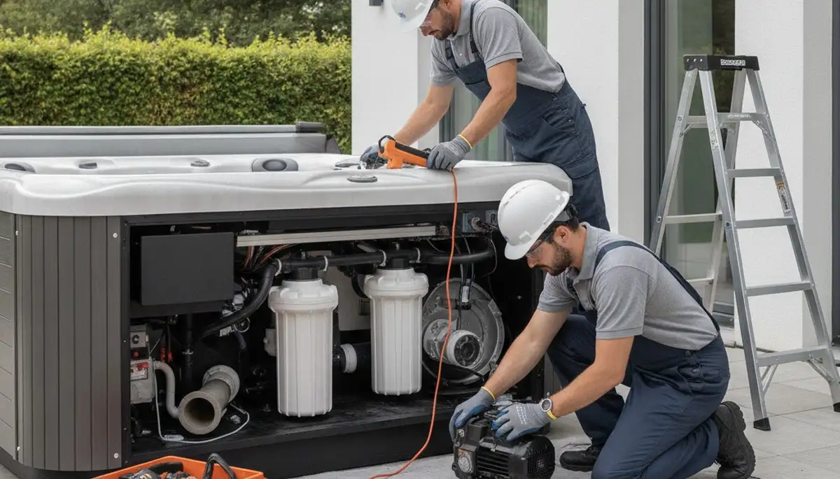 Albany, NY plumber repairing a home spa for reliable seasonal maintenance and emergency service