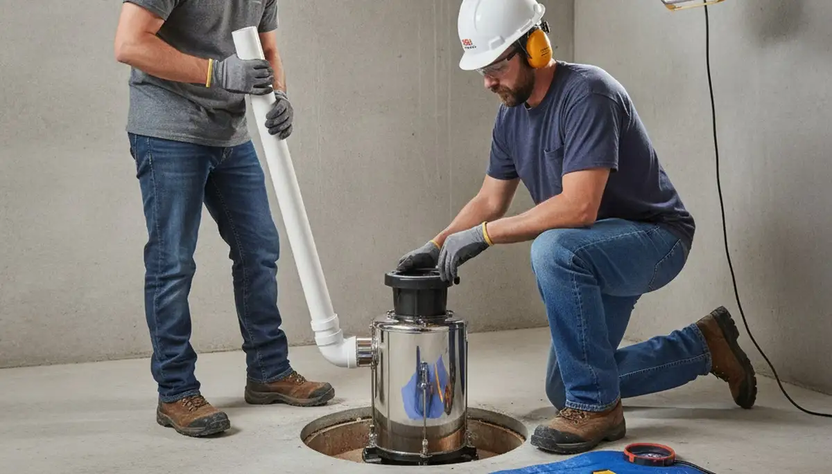 Albany, NY plumber installing a sump pump to protect a home from flooding