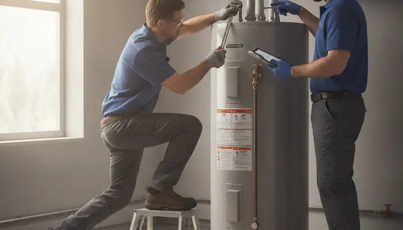 Albany, NY plumber repairing water heater for fast hot water restoration